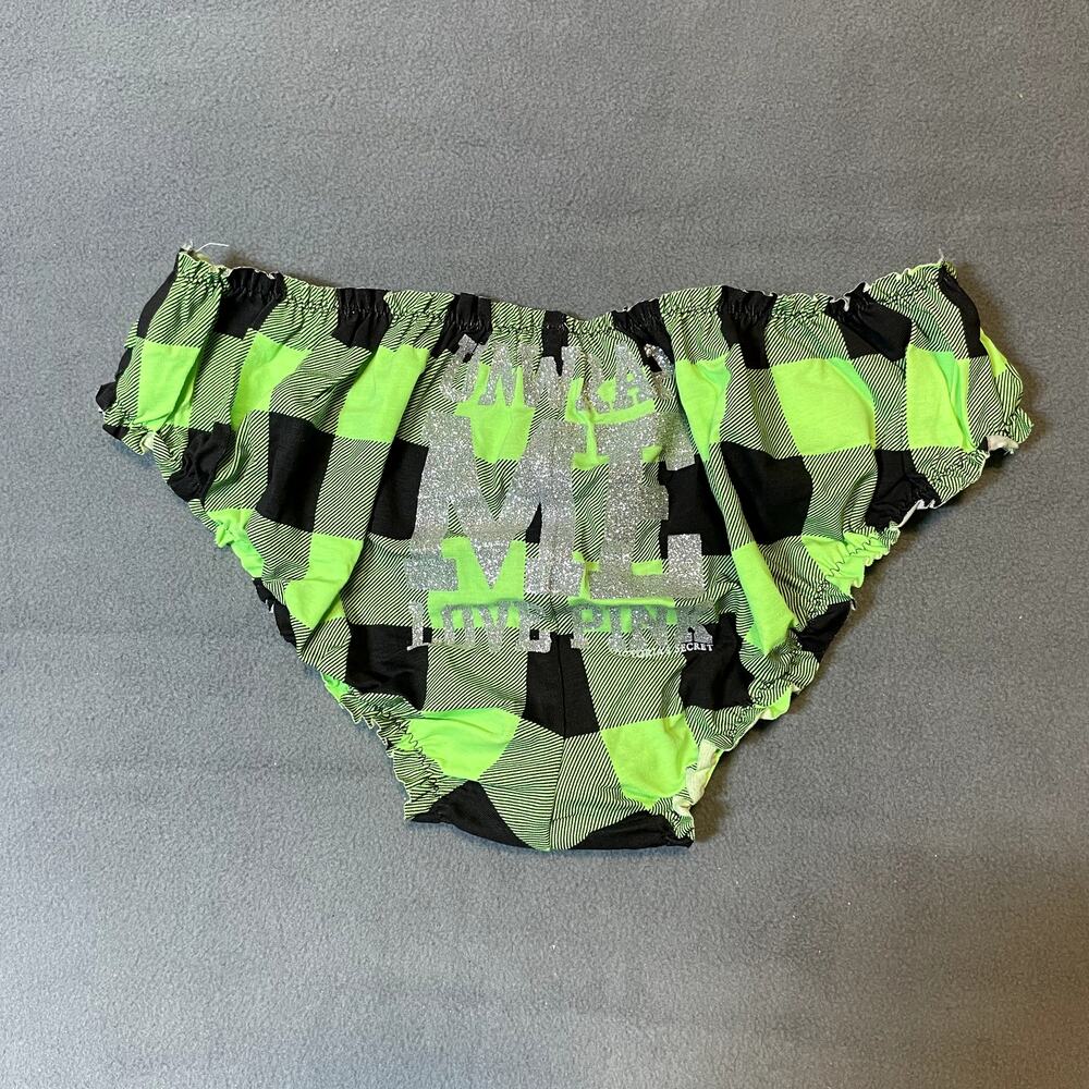 Victoria's Secret PINK Low Rise Boyshort Panty Medium Green Black Unwrap Me